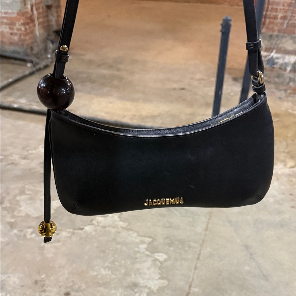 Jacquemus Black Shoulder Bag with Gold Accents